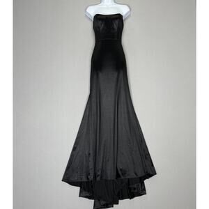 Ieena Mac Duggal Strapless Satin Evening Gown Womens 0 Black Mermaid Prom Gala